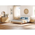 thumbnail image 2 of 6 Drawer Dresser And Nightstand Set For Bedroom, 3 Pcs Bedroom Set With Minimalist Reeded Design, Oak Double Dresser With Hidden Handles, 2 of 13