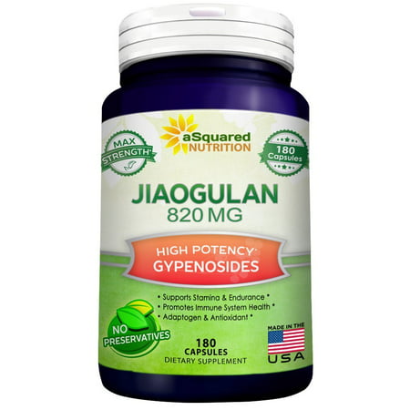 Asquared Nutrition Jiaogulan Supplement Capsules, 820 Mg, 180