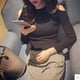 thumbnail image 4 of Suéter de mujer de otoño e invierno, suéter de punto ajustado, suéter con hombros descubiertos, mangas largas, ropa informal para mujer, 4 of 5