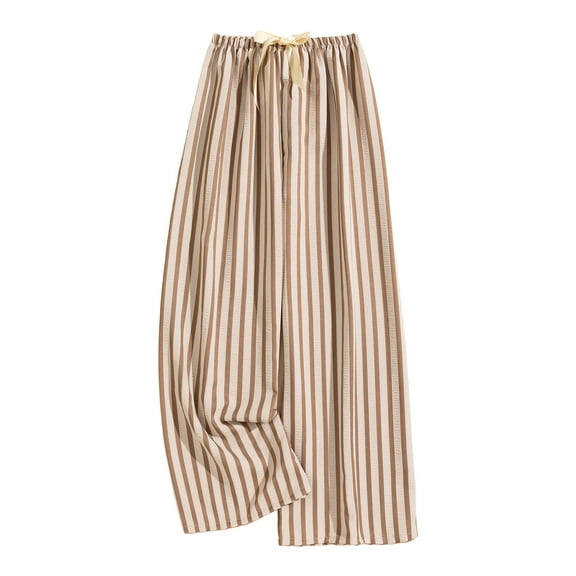 yocbz Wide Leg Pants Woman Womens Pants Wide Leg High Waisted Palazzo Pants Summer Flowy Beach Lounge Casual Trousers with Pockets Brown,Size for One Size