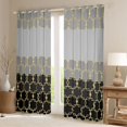 thumbnail image 2 of Erosebridal Geometric Honeycomb Black Out Curtains For Boys Girls,Marble Hexagon Curtains Pack of 2 (42x63 Each) For Teens Adults,Black Grey Gold, 2 of 6