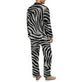 thumbnail image 2 of SCRAWLGOD Zebra Print Grey Black 2 Pieces Mens Pajama Set, Soft Notch Collar Long Sleeve Sleepwear with Pockets, Cozy Wrinkle-Free Lightweight Button-Down Pjs for Men, M, 2 of 6