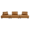 thumbnail image 3 of Modway Saunter Tufted Vegan Leather Vegan Leather 3-Piece Sofa in Tan, 3 of 10