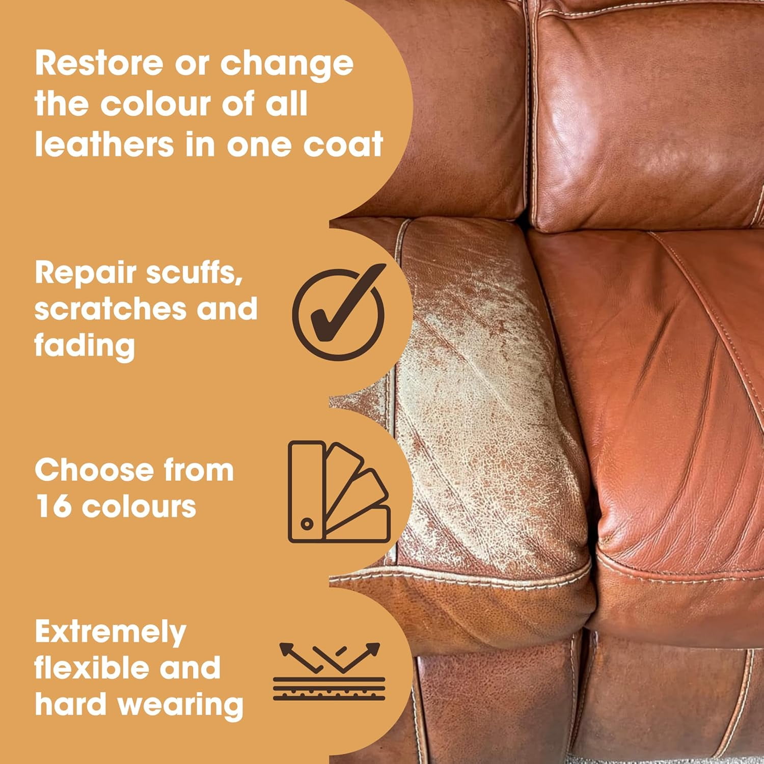 JJEAN-Leather Repair Paint | 2-in-1 Seal and Color | Use on Scratches, Tears, and Holes in Car Seats, Furniture | Quick and Easy Leather Repair Kit for Furniture (Cream, 50ml / 1.7oz)