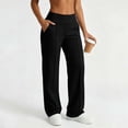 thumbnail image 5 of Lightweight Wide Leg Pants Women Front Seam Elastic Waist Sweatpants Women Casual Lounge Travel Pants with Pockets Solid Color Loose Pants, 5 of 7