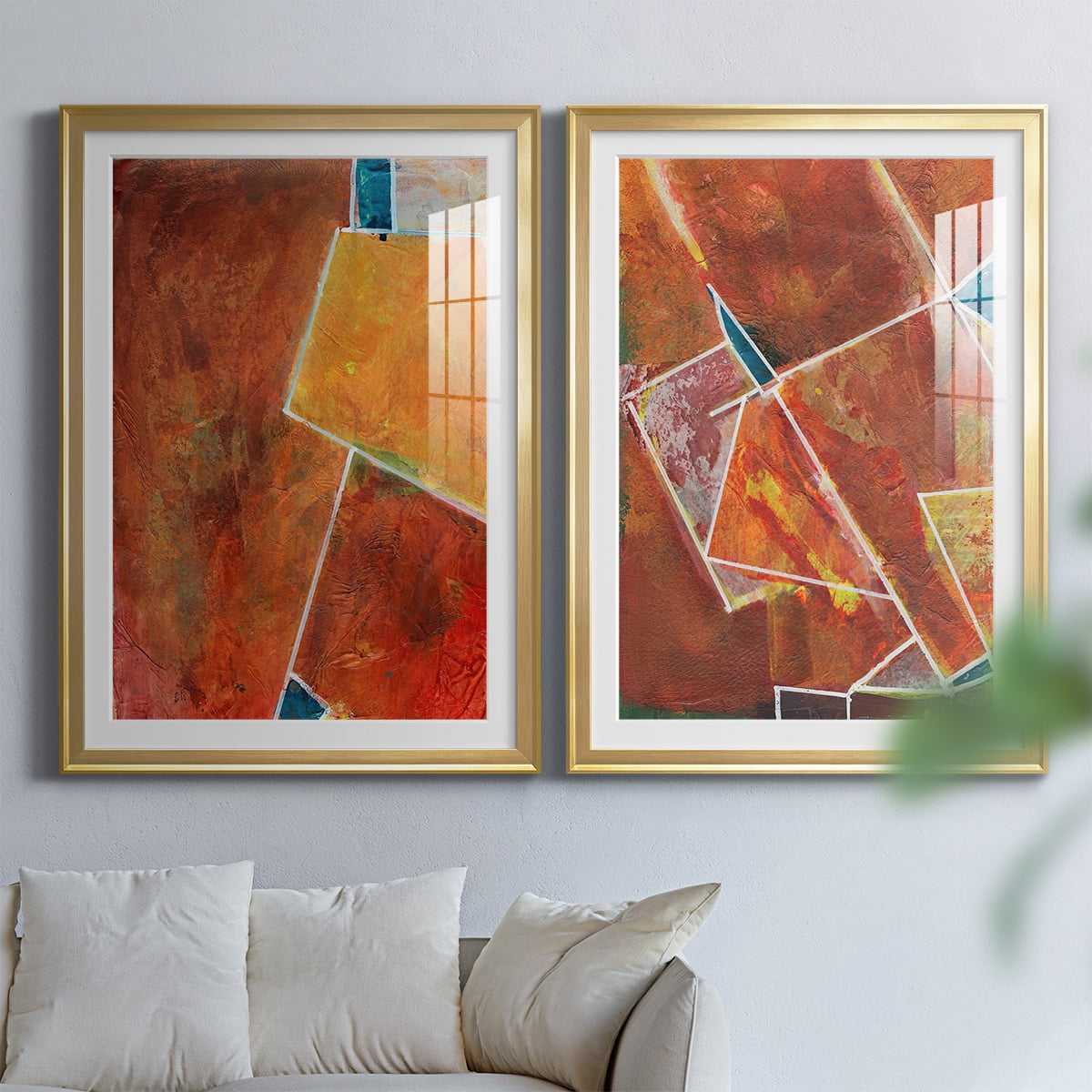 Wexford Home Primary Connection I Premium Framed Print, 18.5" x 24.5" - Ready to Hang, Gold (Set of 2)