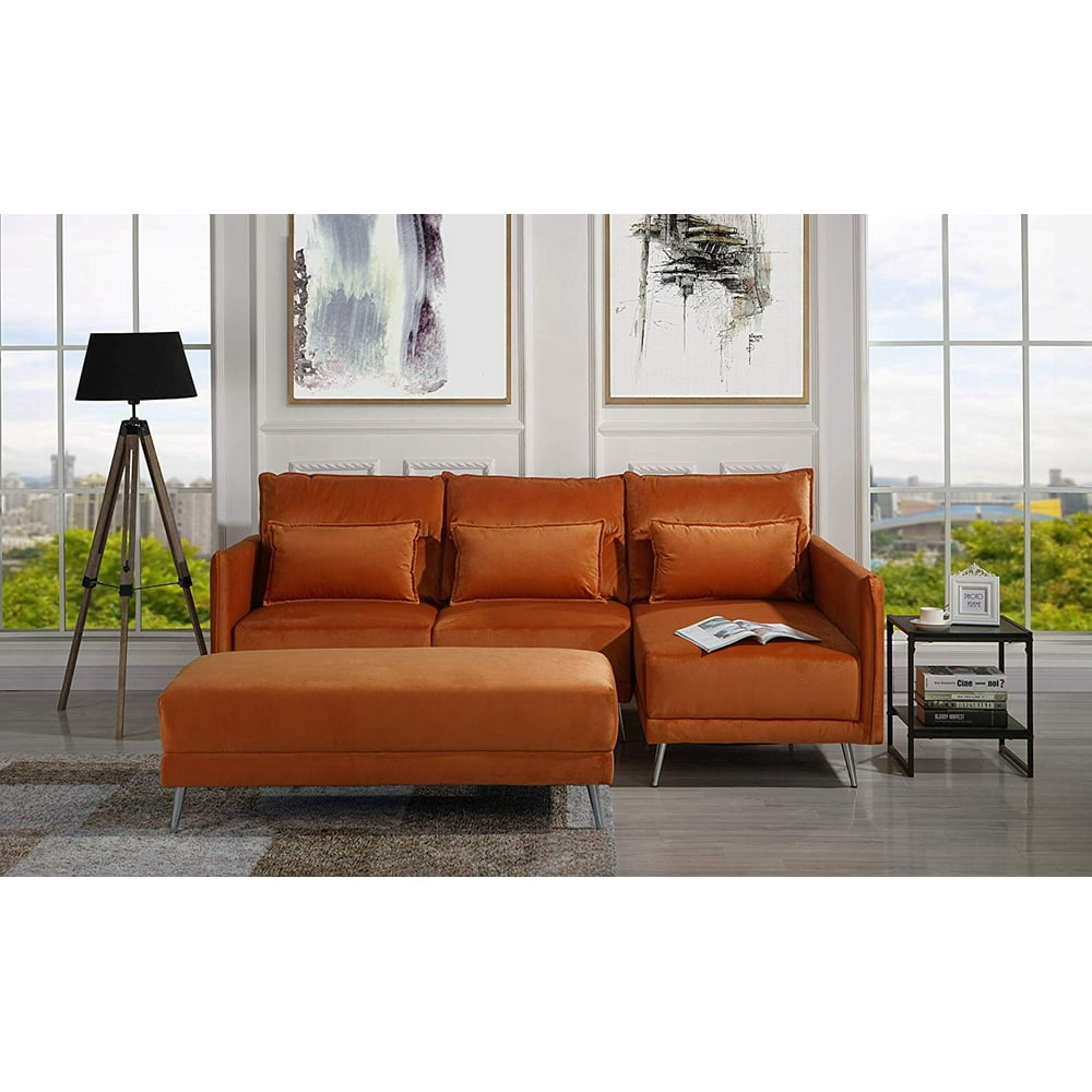 Upholstered 88.1" inch Velvet Sectional Sofa, L-Shape Couch with
