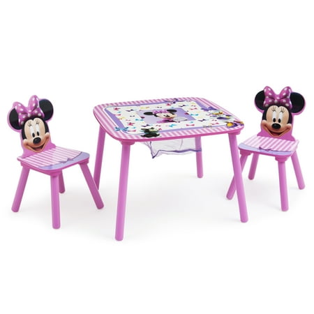 Disney Minnie Mouse Wood Kids Storage Table and Chairs Set by Delta (Best Table Chair Set For Toddlers)