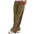 thumbnail image 3 of QATAINLAV Womens Wide Leg Pants Drawstring High Waisted Sweatpants Fashion Side Striped Baggy Palazzo Pants with Pockets Army Green S, 3 of 9