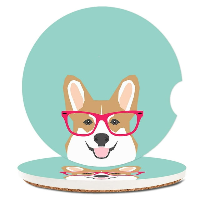 Corgi - Juego De Posavasos Absorbentes Para Tazas De Coche, Diseño De Cachorros De Cerámica, Regalos De Corgi Para Amantes De Perros Y Dueños De Mascotas, Aman A Los Cachorros Corgi De 2.56 Pulgadas (