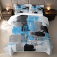 thumbnail image 2 of Erosebridal Contemporary Watercolor Art Quilt King, Black Gray White Blue Ombre King Coverlet Set, Black Reversible 3-Piece 1 Bedspread and 2 Pillowcases, 2 of 7