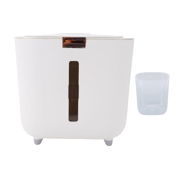 LAZIOEGR 22‑Lb Airtight Rice Dispenser with Transparent Window, 22‑L Capacity, Built‑In Seal & Included Rice Cup