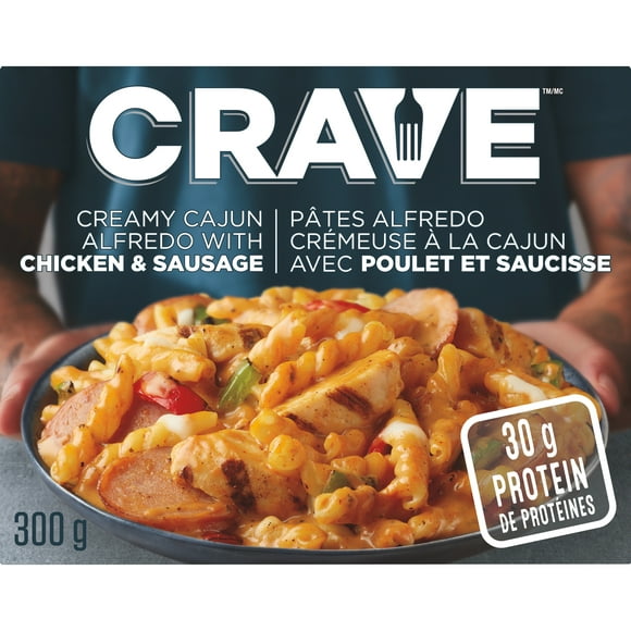 CRAVE Creamy Cajun Alfredo with Chicken & Sausage Frozen Meal, 300g