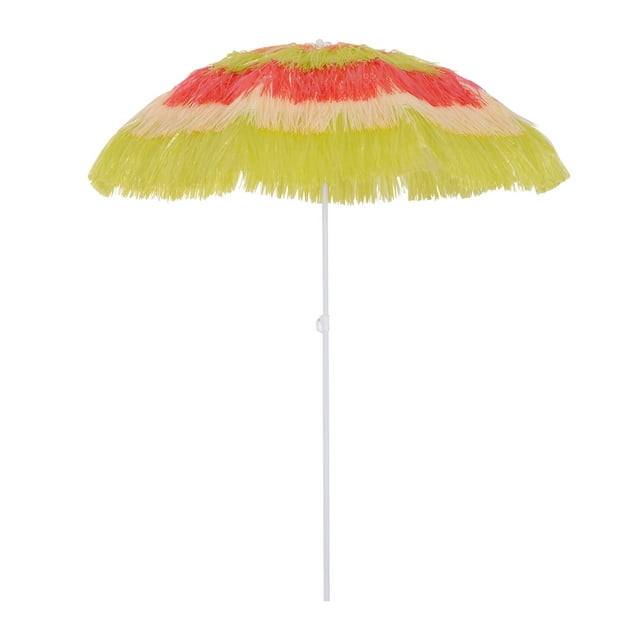 Outsunny Parasol de Plage 6 Pi Inclinable Pare-Soleil Hauteur Réglable Extérieur Marché Patio Cour Manivelle Terrasse Pare-Soleil, Multicolore