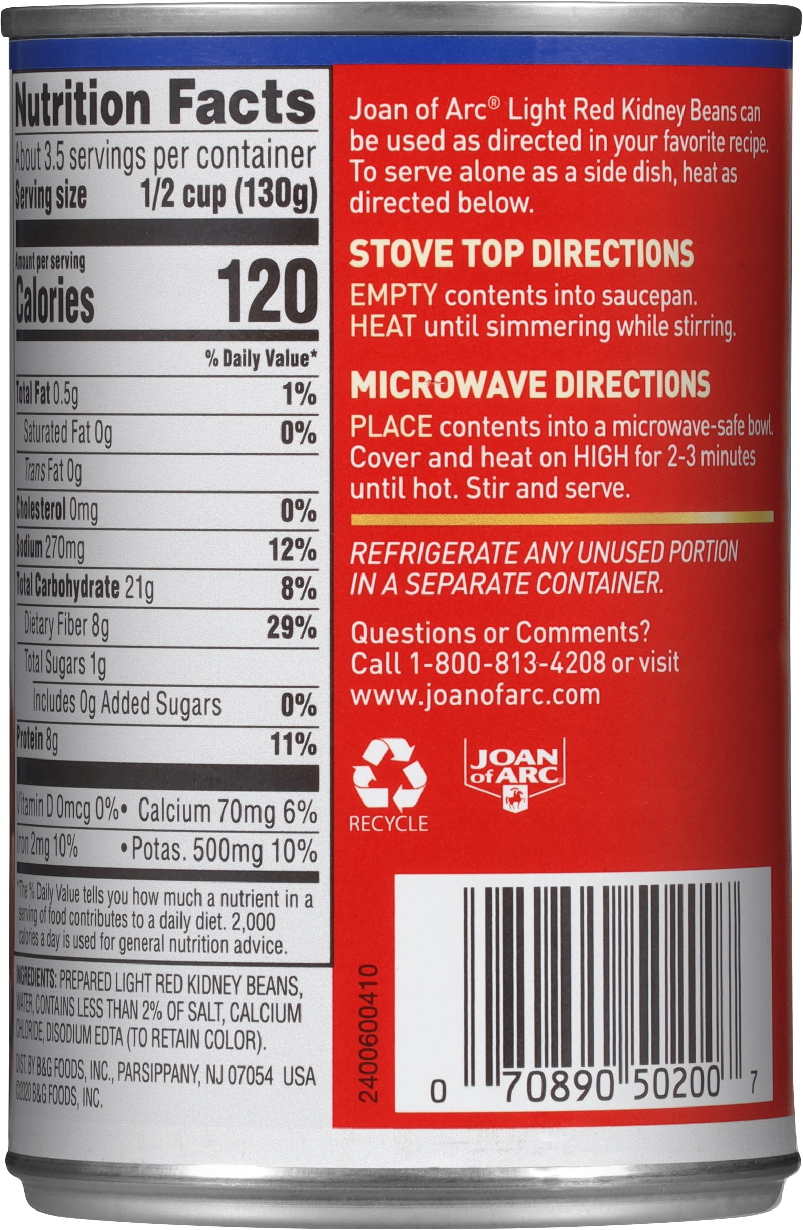 (9 pack) Joan of Arc Light Red Kidney Beans, Gluten-Free, 15.5 oz Can