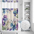 thumbnail image 2 of No Hook Shower Curtain, Blue Purple Flowers Shower Curtains for Bathroom with See Through Top Window, Spring Seasonal Botanical Florals Waterproof & Washable Bath Curtain Narrow 54"x78", 2 of 9