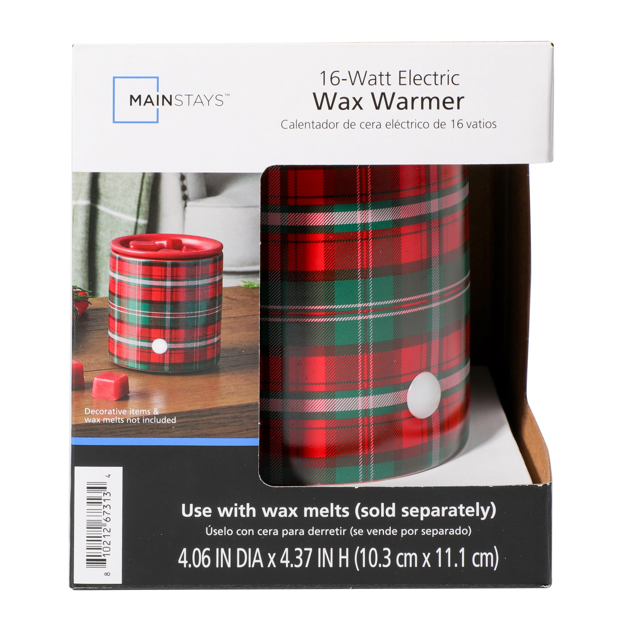 Mainstays Holiday Plaid  Full Size Ceramic Wax Melt Warmer