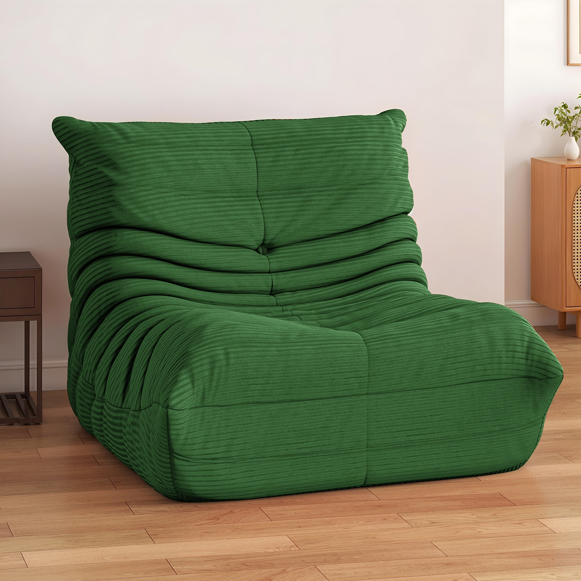 Craftian Bean Bag Chair with High Back, Giant Lazy Floor Sofa for Adult, Single Comfy Togo Sofa with Memory Foam, Green