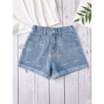 thumbnail image 3 of Girls' Denim Shorts Collection – Bow Embroidered / Distressed Ripped / Allover Bow Print High Waisted Denim Shorts for Kids Summer Casual Wear, 3 of 6