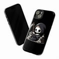 thumbnail image 3 of Cute Grim Reaper Phone Case for iPhone 16 15 14 13 12 11 Pro Max, Halloween Phone Cover with Gothic Skeleton, Spooky Book Lover Design, 3 of 6