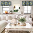 thumbnail image 4 of Abstract Geometric Floral Window Valance Curtain Yellow Flowers Rod Pocket Short Curtain for Living Room, Bedroom & Kitchen Window Decor 42x12in, 4 of 8