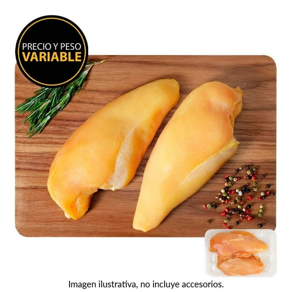 Pechuga sin piel por kg peso aprox por charola 600 a 700 g