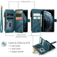 thumbnail image 2 of Asuwish Kickstand Hard Shell Wallet Cell Phone Case with Tempered Glass Screen Protector for iPhone 12 Pro Max, Blue, 2 of 7
