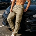 thumbnail image 5 of Lmueinov Cargo Pants for Men Elastic Drawstring Waist Lightweight Casual Jogger Pants with Pockets Outdoor Long Trousers for Jogging Hiking, 5 of 8