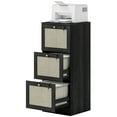 thumbnail image 1 of CoSoTower 3 Drawer Filing Cabinet with Lock, Boho File Cabinet for A4 Letter Size Files with Decorative Rattan Accents, Black, 1 of 7