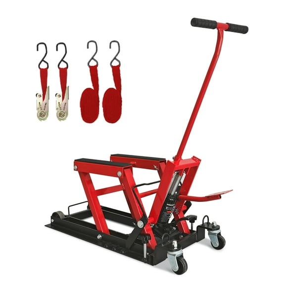 1500 Lb Hydraulic Motorcycle Lift Jack - Heavy Duty Atv Scissor Lift with 4 Casters (Red)