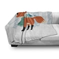 thumbnail image 2 of Woodsy Soft Flannel Fleece Throw Blanket, Snowy Weather with a Fox and a Bird Christmas Theme, Cozy Plush for Indoor and Outdoor Use, 50" x 60", Vermilion Charcoal Grey, by Ambesonne, 2 of 5