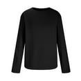 thumbnail image 3 of YLSDY Men's Scoop Neck Long Sleeve T-Shirt Slim Fit Basic Tee Curved Hem Solid Color Pullover Tops Black M, 3 of 5