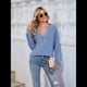 thumbnail image 5 of Camisa Henley de Larga para Mujer, Cuello en V, Suéteres Casuales Elegantes, Ropa de Moda para Otoño. Azul Colorido XXL, 5 of 10