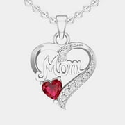 Belinda Jewelz Solid Sterling Silver Ruby Gemstone Mom Heart Pendant Necklace