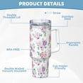 thumbnail image 5 of Fotbe Rose Flower B Pattern 40oz Ice Bully With Handle And Straw Stainless Steel Vacuum Insulated Cup And 2 In 1 Straw Lid, 5 of 8