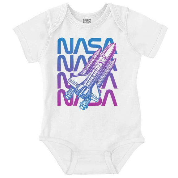 Vaporwave Shuttle NASA Worm Logo Romper Boys or Girls Infant Baby Brisco Brands 18M