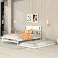 thumbnail image 3 of Euroco Pine Wood Full Bed with Twin Trundle, Convertible Beds, White, 3 of 17