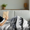 thumbnail image 3 of City Soft Flannel Fleece Blanket, Silhouette Long Buildings Skyline Real Estate Pattern Architecture Inspirations, Cozy Plush for Indoor and Outdoor Use, 50" x 60", Black Grey White, by Ambesonne, 3 of 5