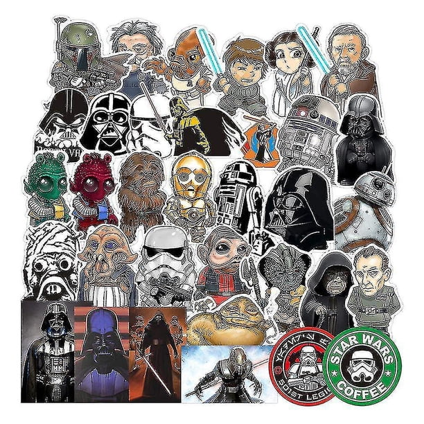35 pegatinas impermeables de dibujos animados creativos de Star War para la decoración del teléfono del coche