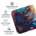 thumbnail image 3 of Yiaed Colorful Feather Owl Print Leather Coasters for Drinks - Cup Coasters Coffee Table Kitchen Table Bar, Home & Office Gifts Handmade Drink Coasters-Square, 3 of 6