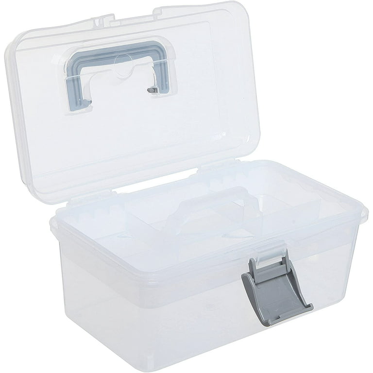MyGift® Clear Plastic 2-Tier Trays Craft Supply Storage Box/First Aid  Carrying Case w/Top Handle & Latch Lock