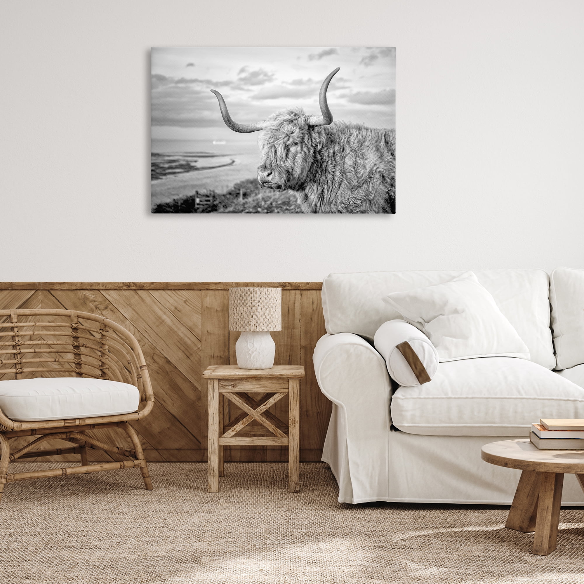 Stupell Industries Cattle with Ocean Breeze Animals & Insects Photography Gallery Wrapped Canvas Art Print Wall Art, 36 x 24