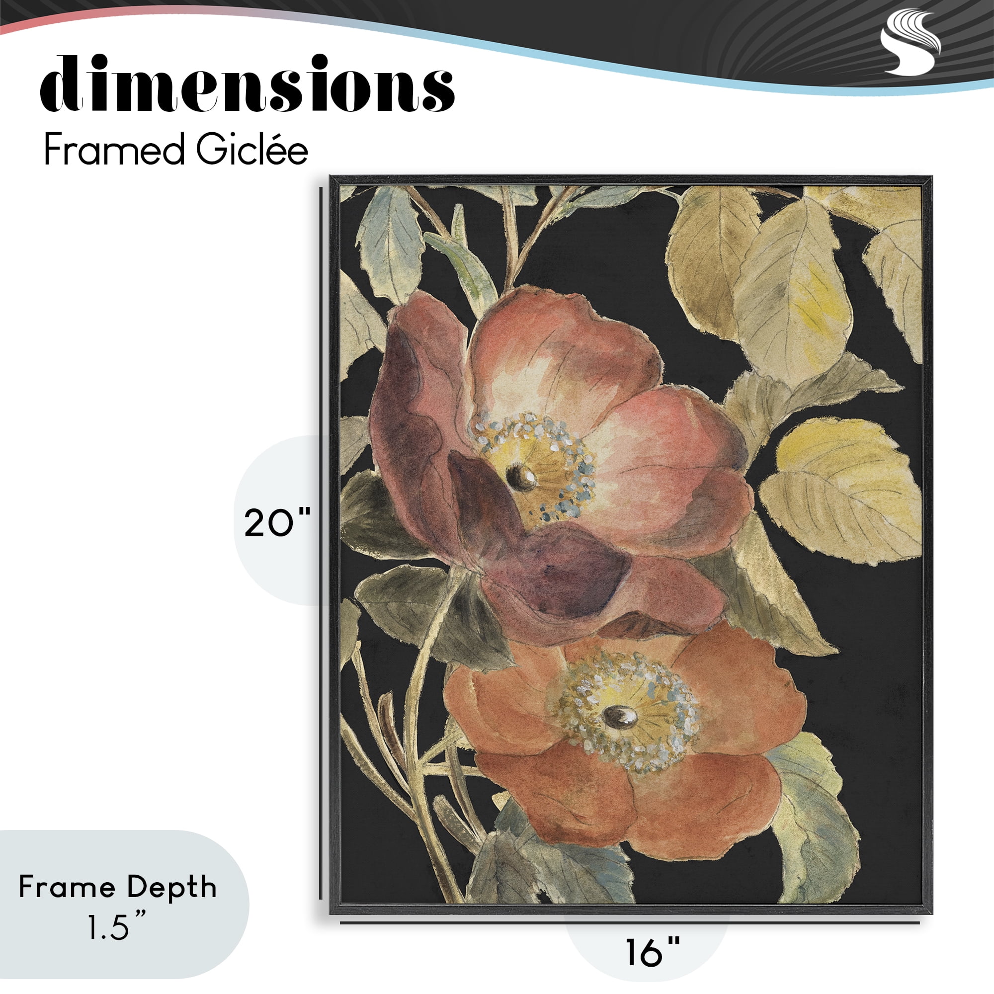 Stupell Industries Red Flower over Black Black Framed Giclee Art, design by Lanie Loreth