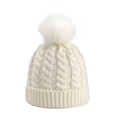 thumbnail image 4 of Ogiraw Hats for Women Kids Hats Kids Winter Hat Toddler Knitted Pom Beanie Hat Cotton Lined Faux Cap Baby Girls Boys Hat White, 4 of 5