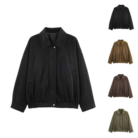 Jackets for Women Fall Jacket Loose Fit Casual Jacket Outerwear With Classic Lapel Collar For Everyday Stylish Comfort