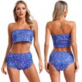 thumbnail image 3 of Traje de actuación de baile en barra para mujer, Top de tubo con estampado de leopardo metálico, Top recortada sin breteles con pantalones cortos, ropa para discoteca y Festival de Música, 3 of 5