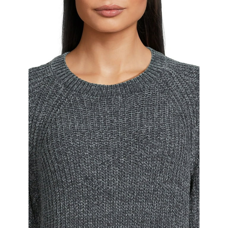 Time and Tru Women's Chenille Crew Neck Tunic Sweater, Midweight