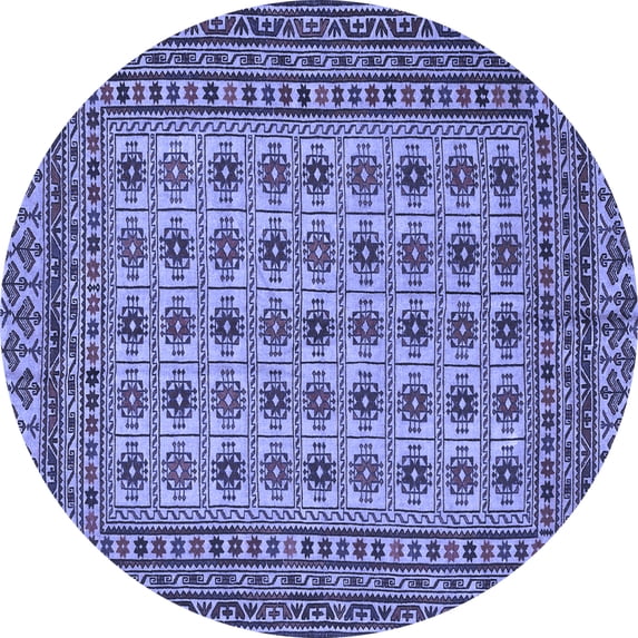 Ahgly Company Machine Washable Indoor Round Southwestern Blue Country Area Rugs, 7' Round