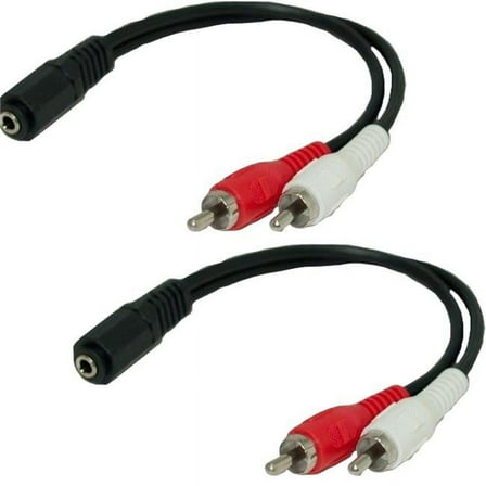 6 in. 3.5 mm Stereo Female to 2 RCA Male Audio Cable - Pack of 2