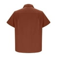 thumbnail image 3 of LNWUY Mens Linen Shirts Short Sleeve Button Down Shirts Cotton Summer Solid Color Casual Beach Shirts Vacation Hawaiian Shirts Coffee M, 3 of 5
